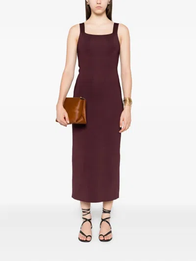Khaite Womens Almandine Dixi Square-neck Knitted Maxi Dress Xs In Brown