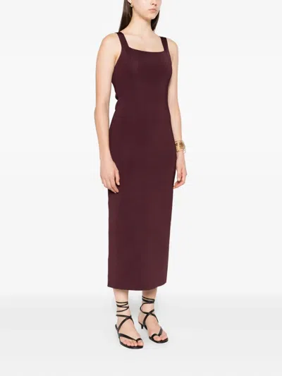 Khaite Womens Almandine Dixi Square-neck Knitted Maxi Dress Xs In Brown