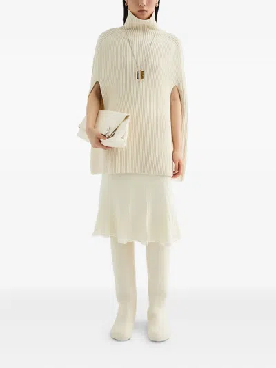 Jil Sander High-neck Ribbed Cape In Multi