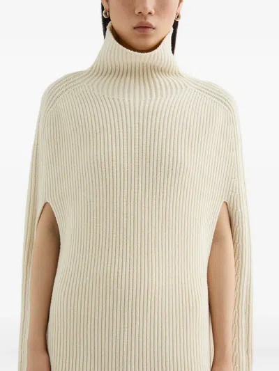 Jil Sander High-neck Ribbed Cape In Multi