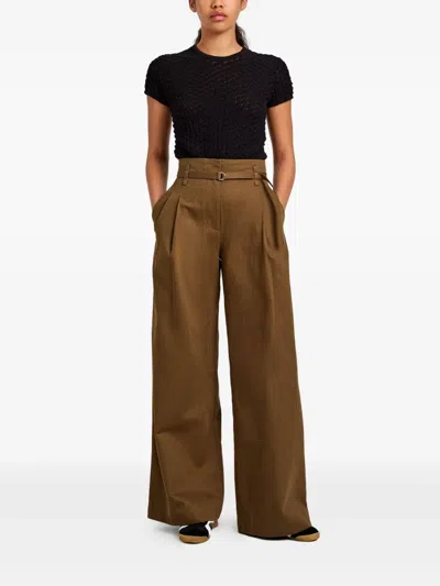 Proenza Schouler White Label Raver Pants In Fine Herringbone Wood In Brown