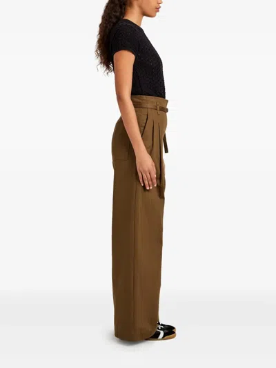 Proenza Schouler White Label Raver Pants In Fine Herringbone Wood In Brown