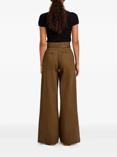 Proenza Schouler White Label Raver Pants In Fine Herringbone Wood In Brown