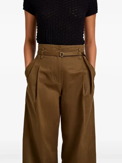Proenza Schouler White Label Raver Pants In Fine Herringbone Wood In Brown