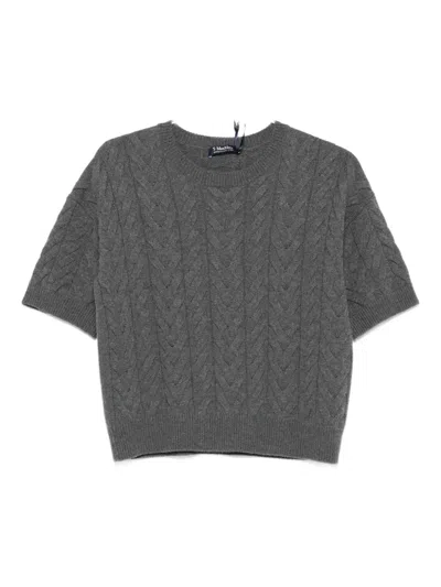 S Max Mara Dominus Cable Knit Sweater In Gray