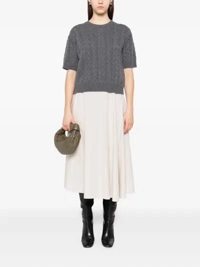 S Max Mara Dominus Cable Knit Sweater In Gray