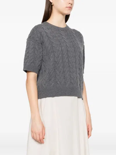 S Max Mara Dominus Cable Knit Sweater In Gray