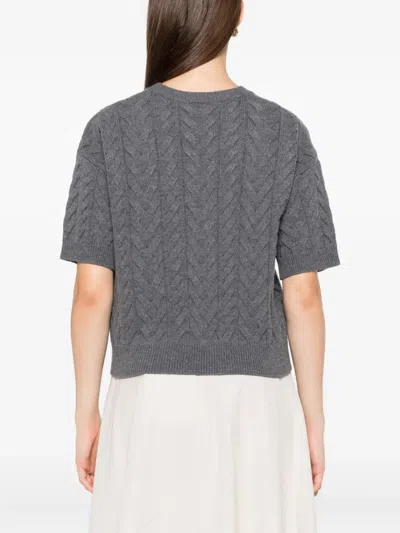 S Max Mara Dominus Cable Knit Sweater In Gray