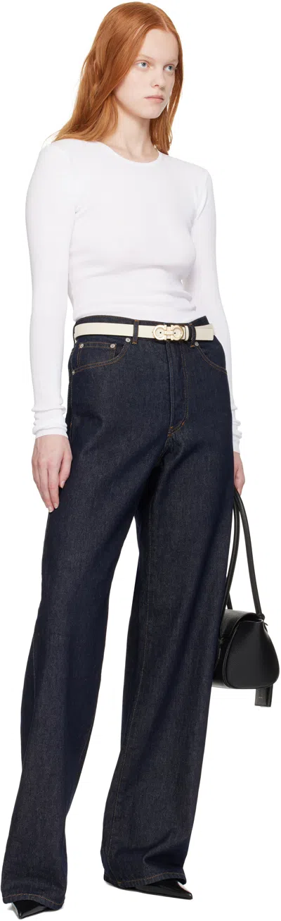 Ferragamo Black & Beige Medium Gancini Reversible Belt