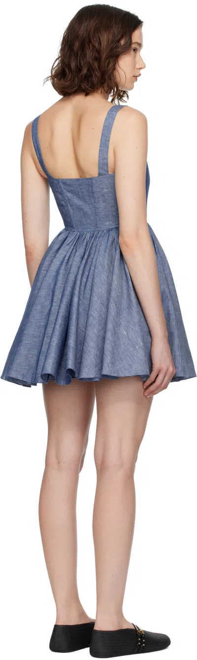 Alaïa Corset Cotton And Linen Minidress In Blue