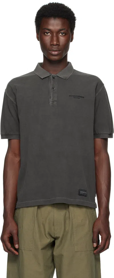 Neighborhood Gray Pigment Dyed S/s Polo In Gray