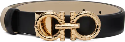 Ferragamo Navy & Black New Gancini Reversible Belt