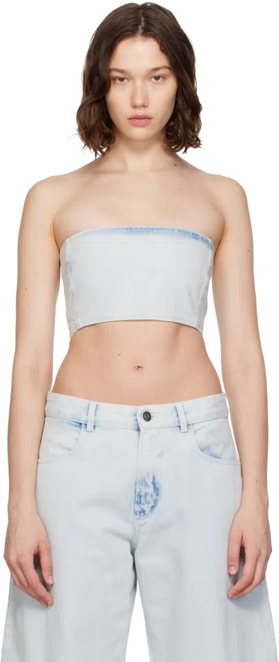 Alaïa Blue Bustier Denim Top In Blue