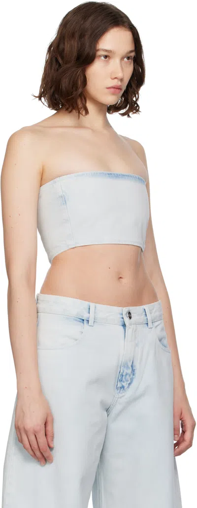 Alaïa Blue Bustier Denim Top In Blue