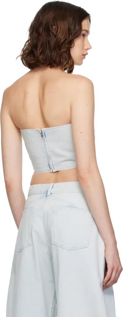 Alaïa Blue Bustier Denim Top In Blue