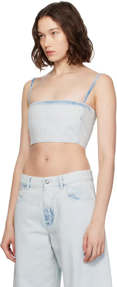 Alaïa Blue Bustier Denim Top In Blue