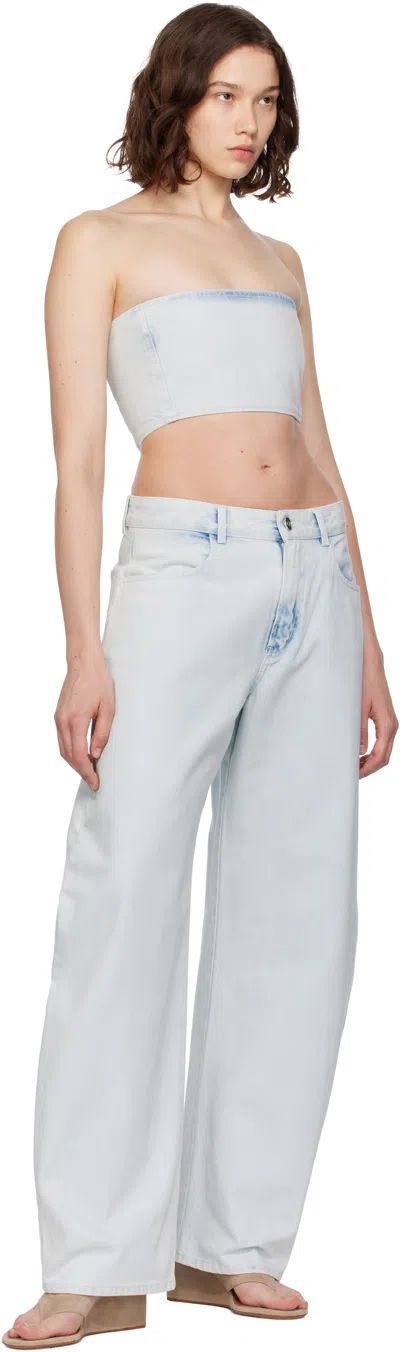 Alaïa Blue Bustier Denim Top In Blue