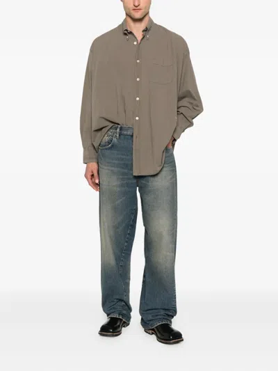 Our Legacy Borrowed Button-down Collar Cotton-voile Shirt In Gray