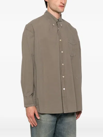 Our Legacy Borrowed Button-down Collar Cotton-voile Shirt In Gray
