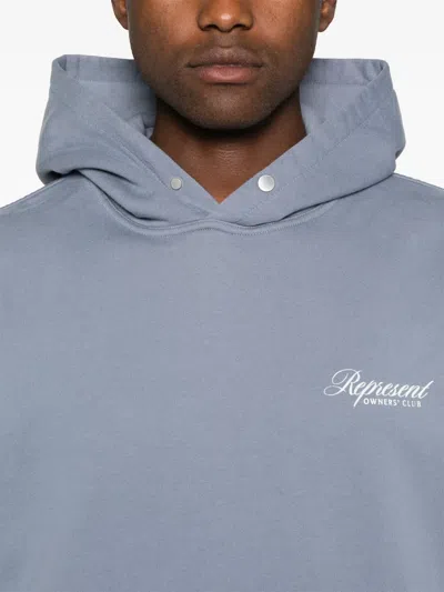 Represent Pullover Hoodie With Snap Button Closure In Blue
