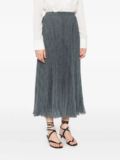 Ermanno Scervino Pleated Longuette Skirt In Textured Polyester In Gray
