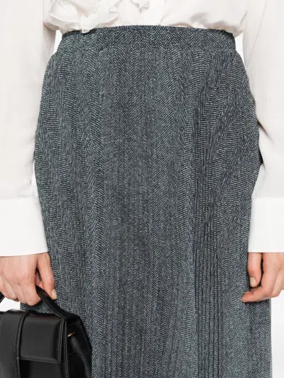 Ermanno Scervino Pleated Longuette Skirt In Textured Polyester In Gray