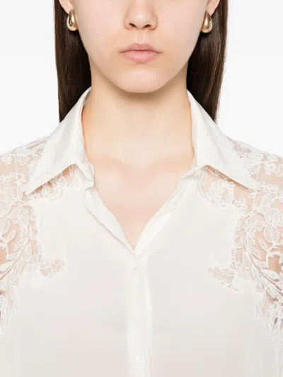Ermanno Scervino Silk Blouse With Intricate Lace Detailing In White