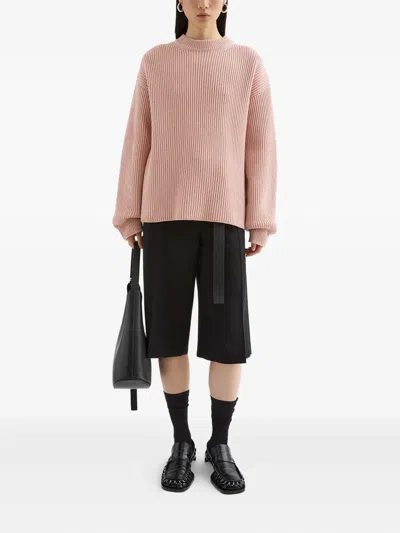 Jil Sander Long Sleeves Knitwear Asymmetric Hem In Pink
