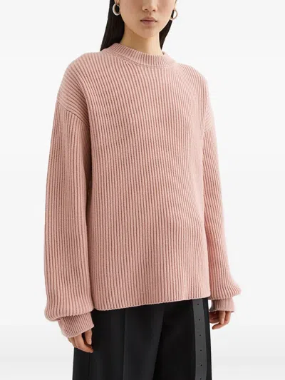 Jil Sander Long Sleeves Knitwear Asymmetric Hem In Pink