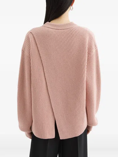 Jil Sander Long Sleeves Knitwear Asymmetric Hem In Pink