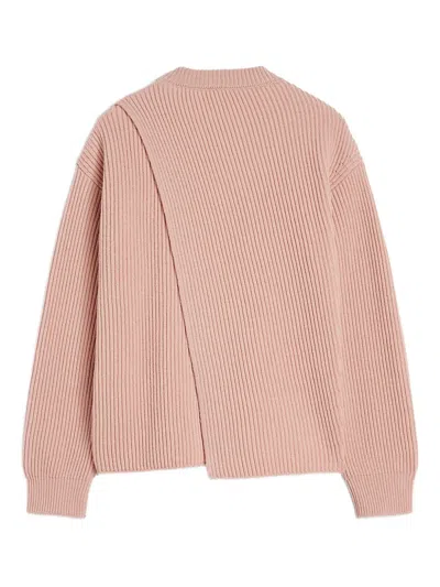 Jil Sander Long Sleeves Knitwear Asymmetric Hem In Pink
