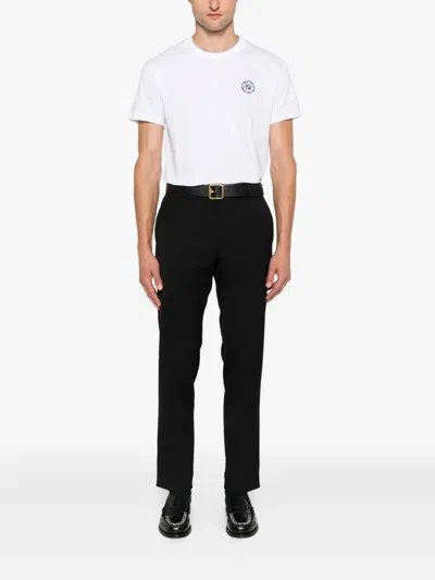 Fendi Stamp Crew Neck Patch Detail Short Sleeves In White
