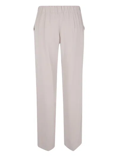 P.a.r.o.s.h Straight Trousers With Elastic Waistband And Side Pockets In White