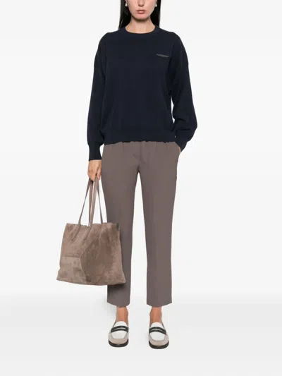 Brunello Cucinelli Monili Chain-embellished Jumper In Blue