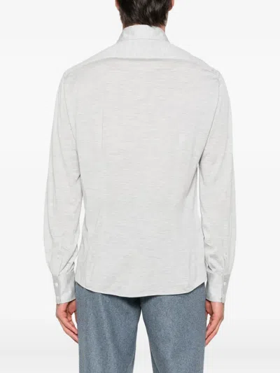Brunello Cucinelli Men Silk And Cotton Blend Shirt In White