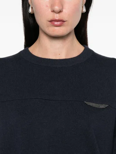 Brunello Cucinelli Monili Chain-embellished Jumper In Blue