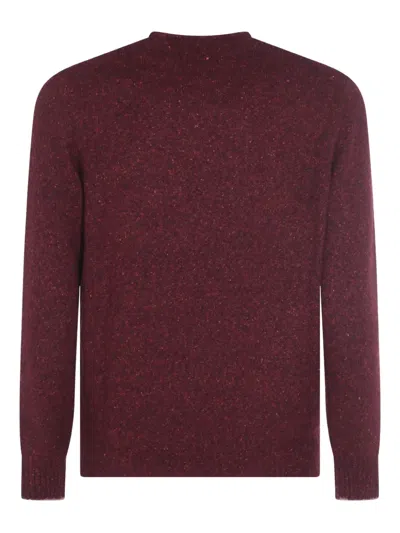 Brunello Cucinelli Cashmere Crew-neck Sweater Ribbed Profiles In Burgundy