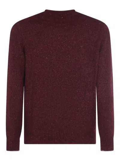 Brunello Cucinelli Cashmere Crew-neck Sweater Ribbed Profiles In Burgundy