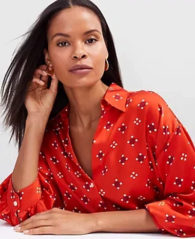 Ann Taylor Petite Geo Blouson Sleeve Shirt