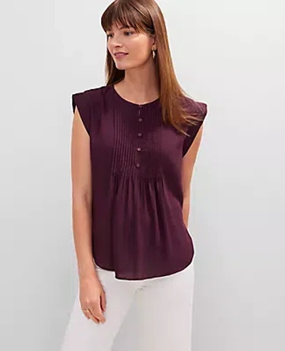 Ann Taylor Pintucked Cap Sleeve Top
