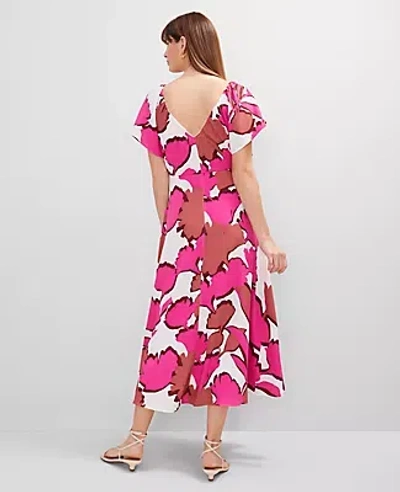 Ann Taylor Petite Floral Flutter Sleeve Midi Dress