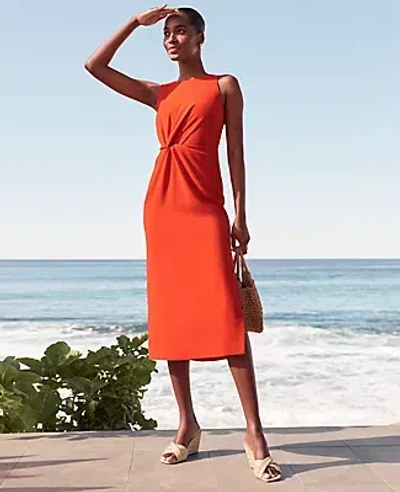 Ann Taylor Petite Crew Neck Twist Sheath Dress