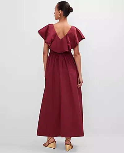 Ann Taylor Petite Ruffle Collar Maxi Flare Dress