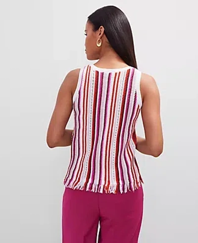 Ann Taylor Petite Fringe Striped Shell Top