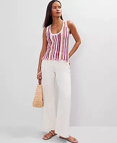 Ann Taylor Petite Fringe Striped Shell Top