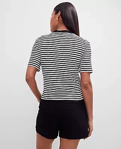 Ann Taylor Petite Striped Short Sleeve Cardigan
