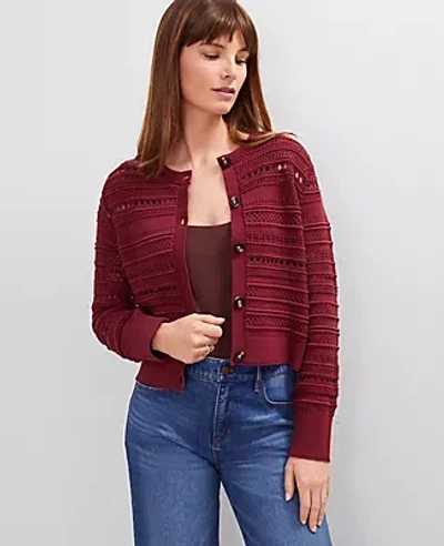 Ann Taylor Petite Pointelle Textured Cardigan