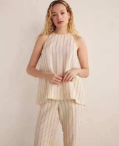 Ann Taylor Haven Well Within Linen Blend Dobby Stripe Top
