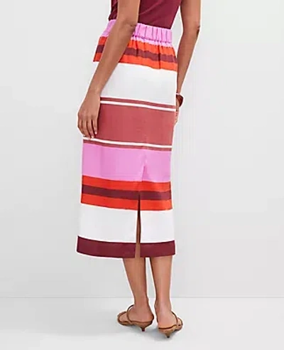 Ann Taylor Petite Striped Linen Blend Midi Skirt
