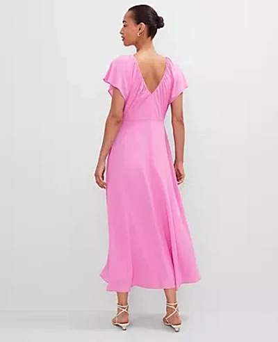 Ann Taylor Petite Flutter Sleeve Midi Flare Dress